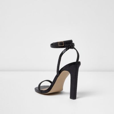 Black snake print barely there sandals